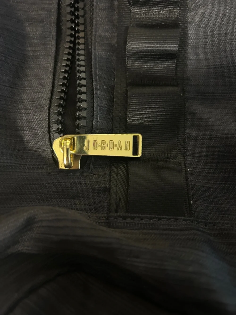 Jordan Black Duffel Bag with Gold Jumpman Accent
